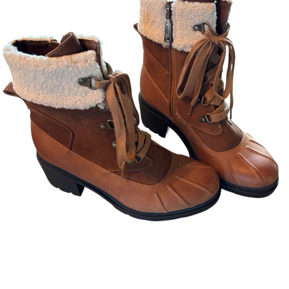 Blondo Brown Nevin Waterproof Lace-Up Side Zip Boots, size 8.5, Hiker Camping